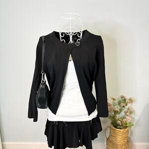 Gorgeous vintage y2k black fitted button-up cardigan with insane bell sleeves